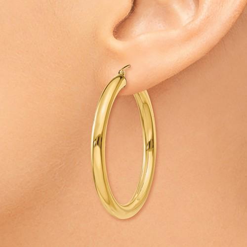 14k yellow gold classic round hoop earrings 38mm x 4mm