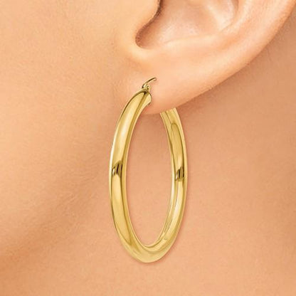 14k yellow gold classic round hoop earrings 38mm x 4mm