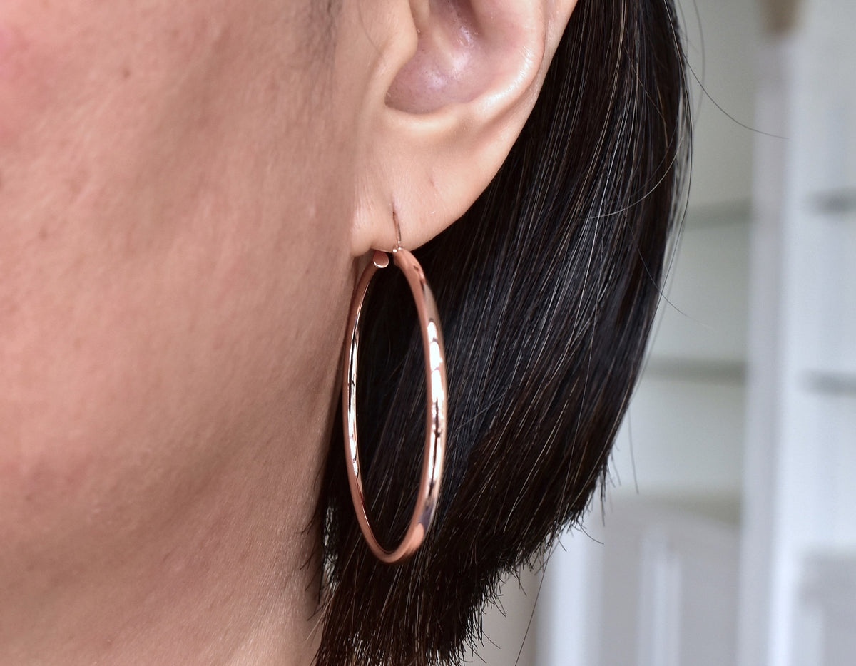 14k rose gold classic round hoop earrings 44mm x 2.5mm