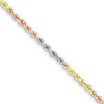 Load image into Gallery viewer, 14K Yellow White Rose Gold Tri Color 4mm Diamond Cut Rope Bracelet Anklet Choker Necklace Chain
