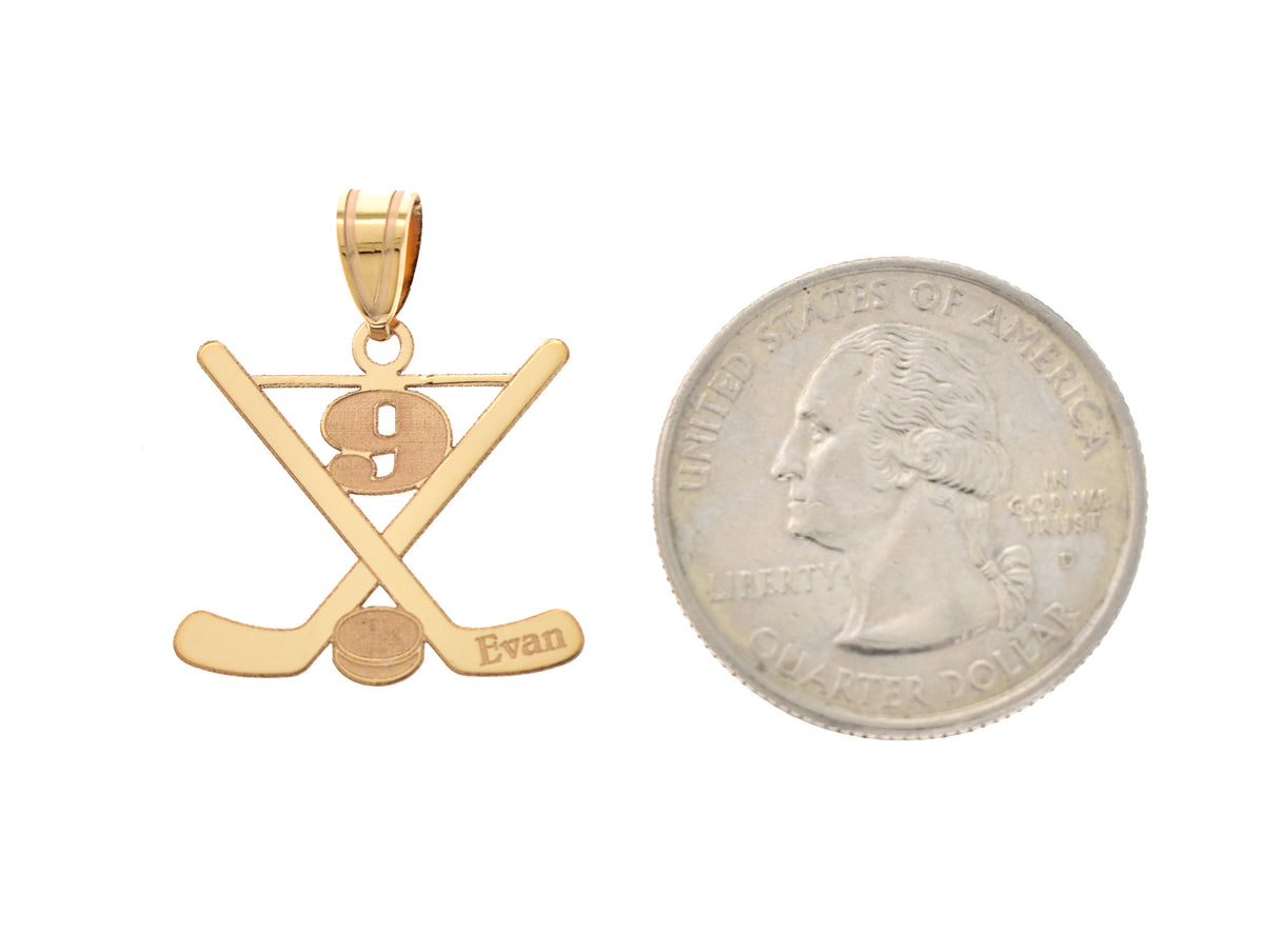 14k gold or sterling silver ice hockey personalized engraved pendant