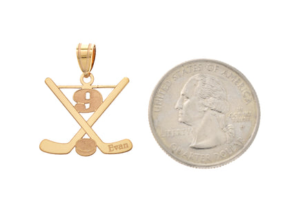 14k gold or sterling silver ice hockey personalized engraved pendant