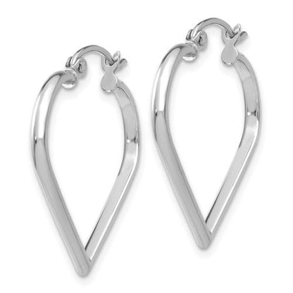 14k white gold heart hoop earrings 24mm x 2mm