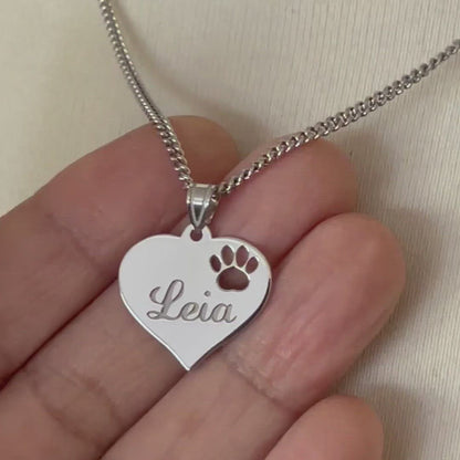 14k 10k Yellow Rose White Gold or Sterling Silver Paw Print Cut Out Personalized Pendant Charm