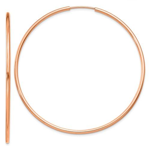 14k rose gold classic endless round hoop earrings 50mm x 1.5mm