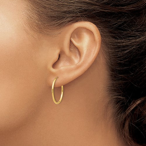 14k yellow gold classic endless round hoop earrings 20mm x 1.5mm
