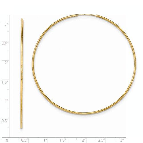 14k Yellow Gold Extra Large Endless Round Hoop Earrings 65mm x 1.20mm