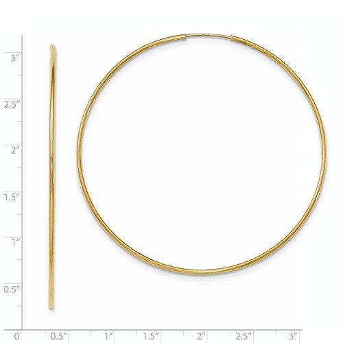 14k yellow gold extra large endless round hoop earrings 65mm x 1.20mm