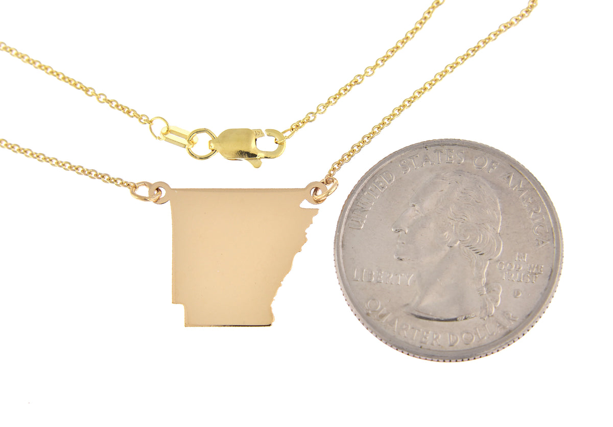 14k gold or sterling silver arkansas ar state necklace personalized monogram