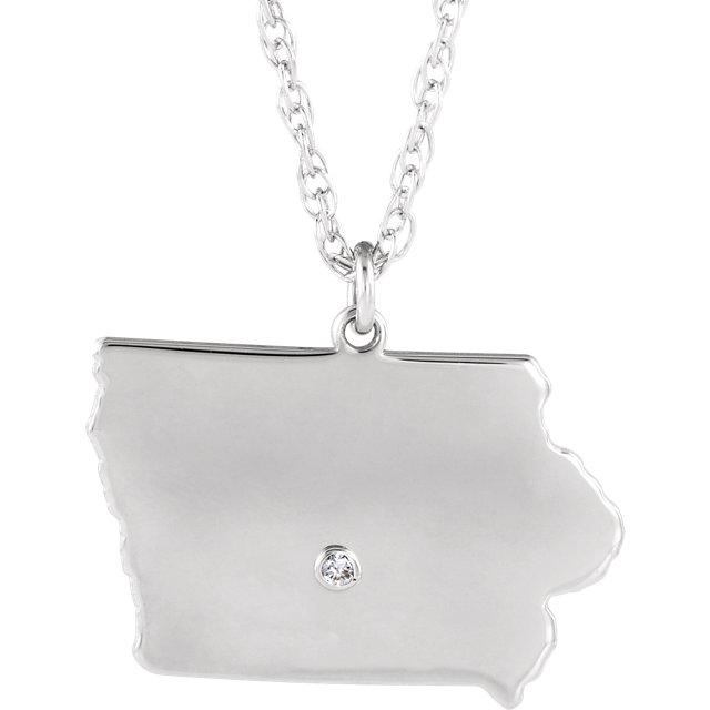 14k 10k yellow rose white gold diamond silver iowa ia state map personalized city necklace