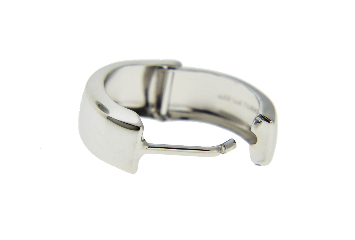 14k white gold classic huggie hinged hoop earrings 12mm x 5mm
