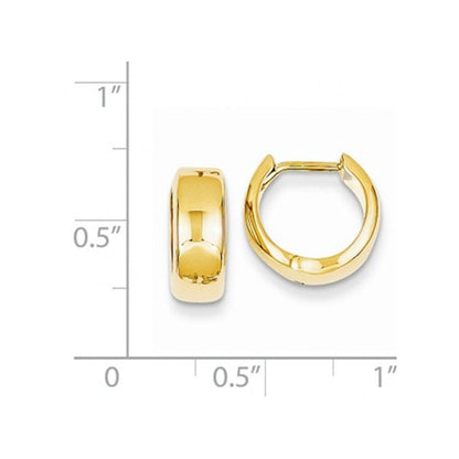 14k yellow gold classic huggie hinged hoop earrings 12mm x 12mm x 5mm