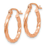 Lataa kuva Galleria-katseluun, 14K Rose Gold Fancy Twisted Hoop Earrings 15mm x 2mm
