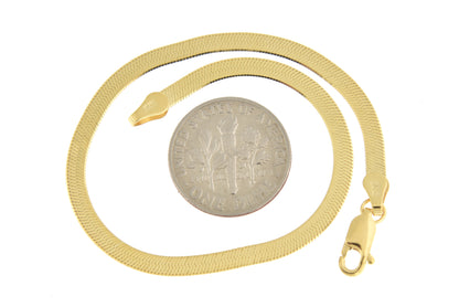 14k yellow gold 3mm silky herringbone bracelet anklet choker necklace pendant chain