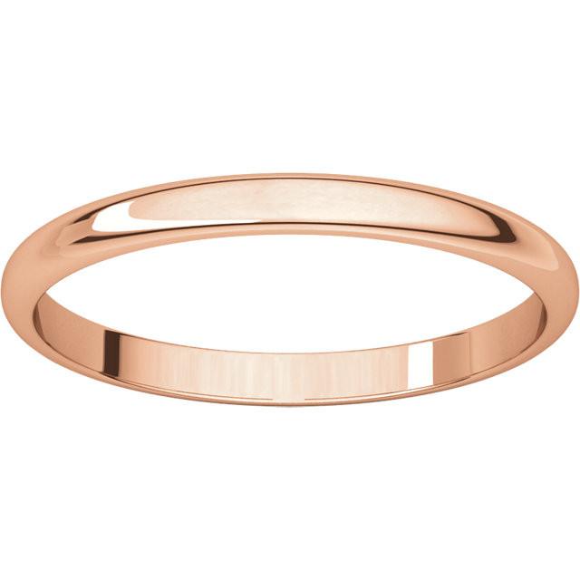 14k Rose Gold 2mm Wedding Anniversary Promise Ring Band Half Round Light