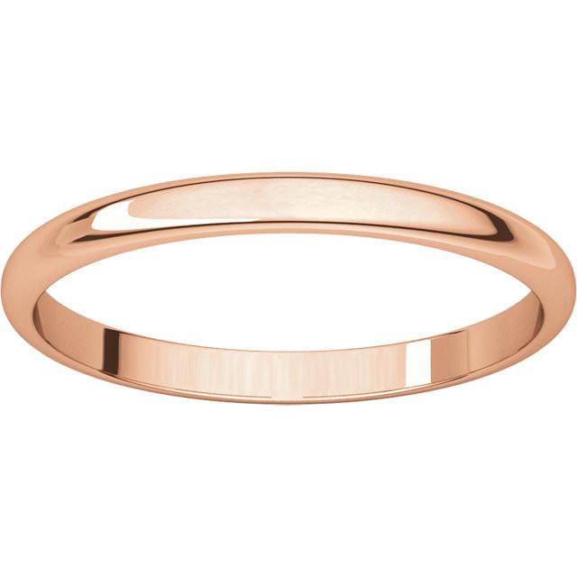 14k rose gold 2mm wedding anniversary promise ring band half round light