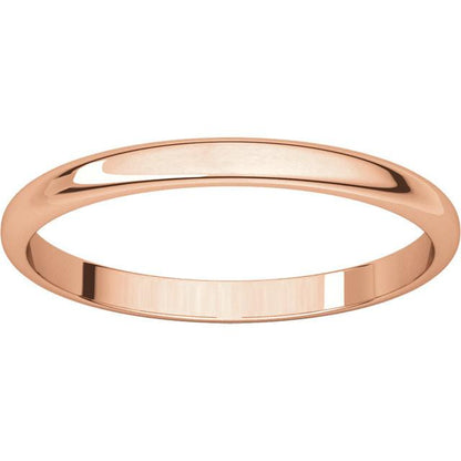 14k rose gold 2mm wedding anniversary promise ring band half round light