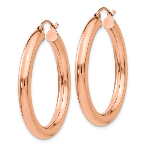 14k rose gold classic round hoop earrings 35mm x 4mm
