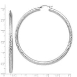 Lataa kuva Galleria-katseluun, 14K White Gold Large Sparkle Diamond Cut Classic Round Hoop Earrings 65mm x 4mm
