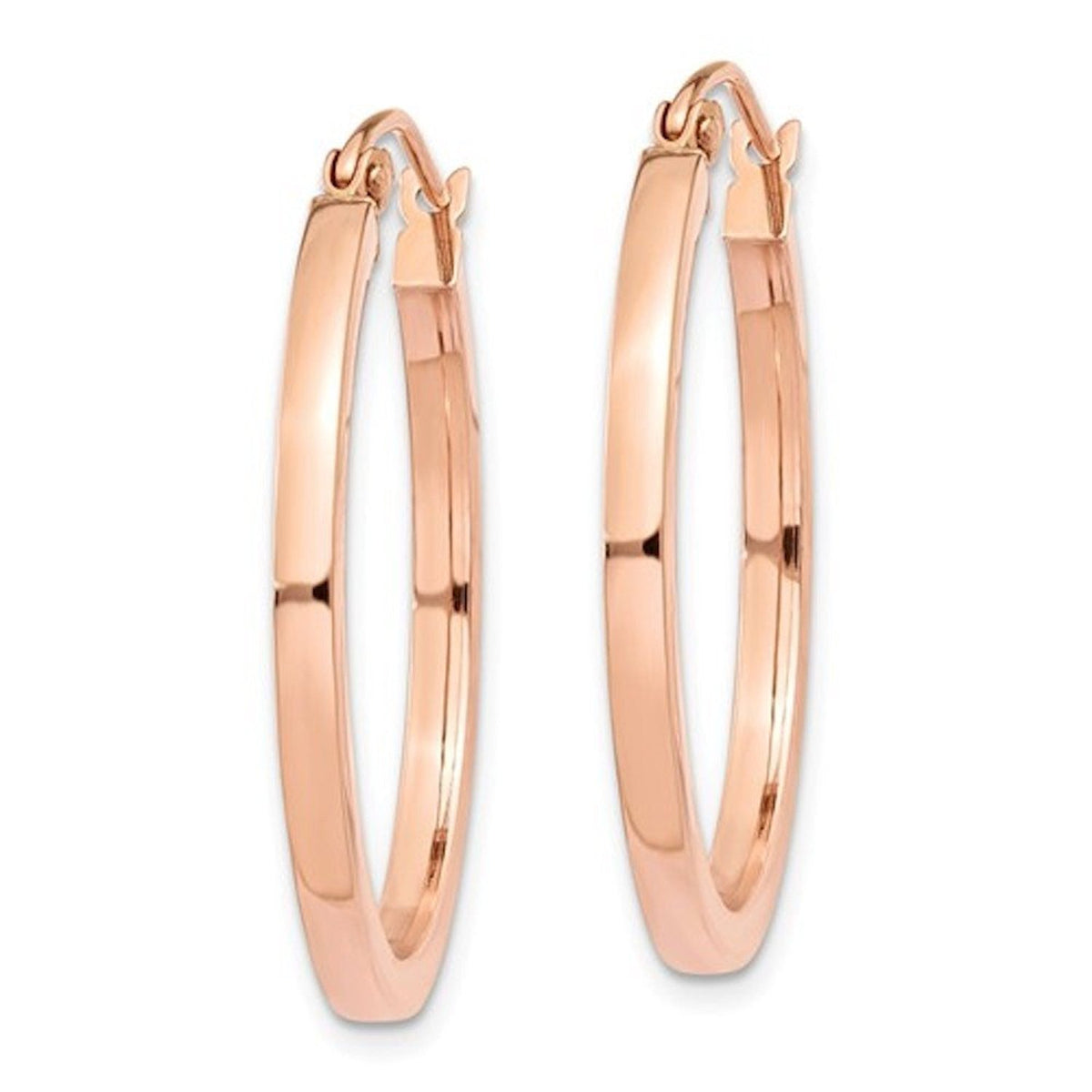 14K Rose Gold Classic Square Tube Round Hoop Earrings 25mm x 2mm ...