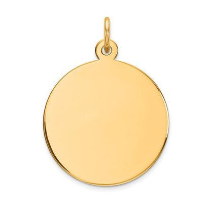 10k yellow gold 18mm round circle disc pendant charm personalized monogram engraved
