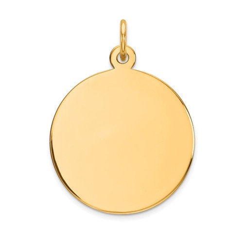 10k yellow gold 18mm round circle disc pendant charm personalized monogram engraved