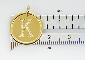 14K Yellow Rose White Gold Genuine Diamond Uppercase Letter K Initial Alphabet Pendant Charm Custom Engraved Personalized
