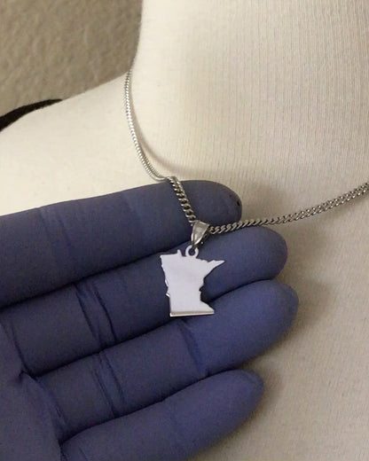 14K Gold or Sterling Silver Minnesota MN State Map Pendant Charm Personalized Monogram