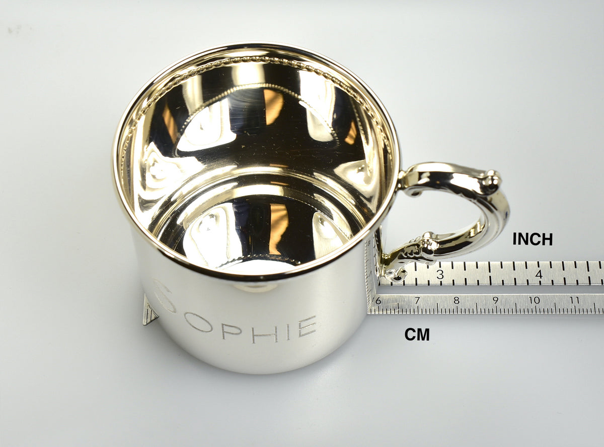 sterling silver baby or child beaded cup heirloom gift engraved personalized monogram