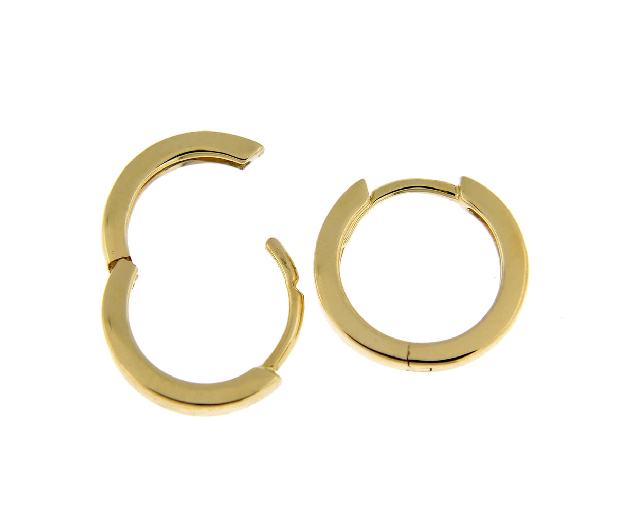 14k yellow gold classic huggie hinged hoop earrings 13mm x 13mm x 2mm