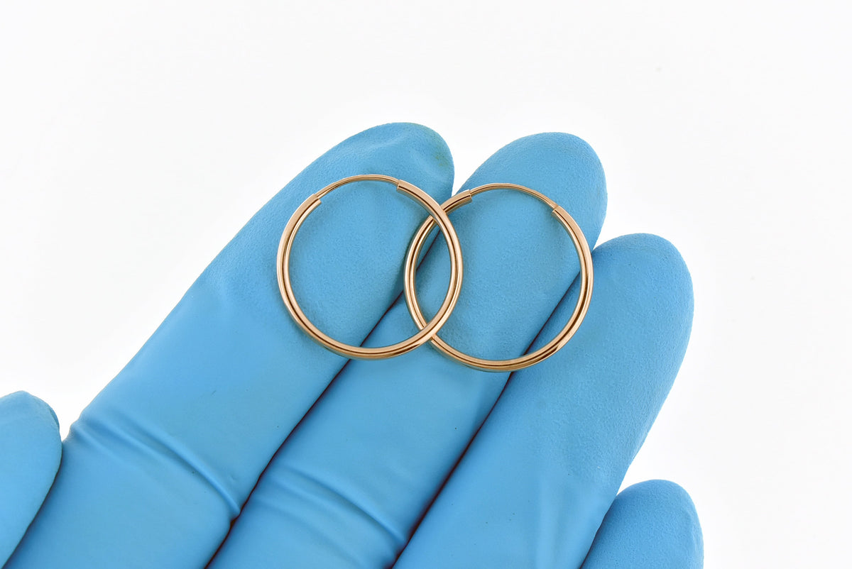 14k rose gold classic endless round hoop earrings 22mm x 1.5mm