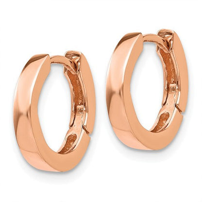 14k rose gold classic hinged hoop huggie earrings