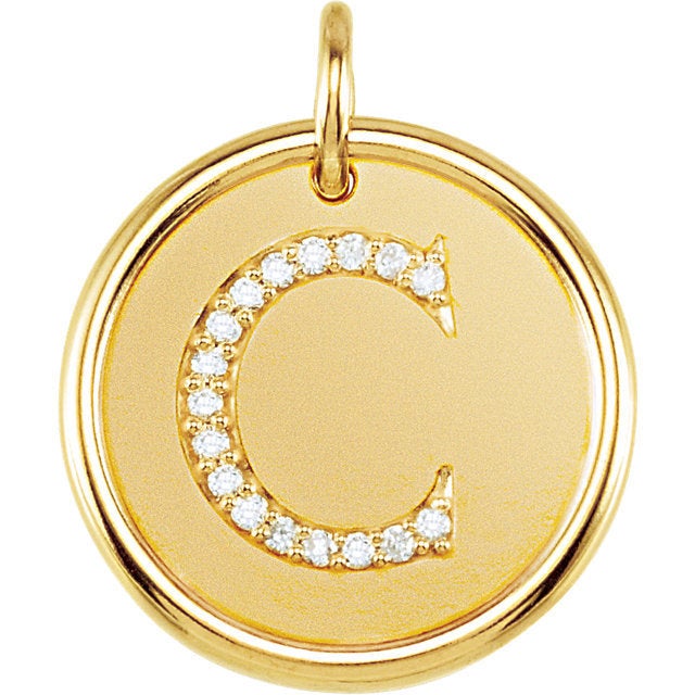 14k yellow rose white gold genuine diamond uppercase letter c initial alphabet pendant charm custom made to order personalized engraved