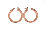 Load image into Gallery viewer, 14k Rose Gold Round Square Tube Textured Inside Diamond Cut Hoop Earrings 21mm x 5.5mm
