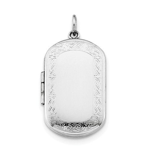 sterling silver celtic border rectangle photo locket pendant charm engraved personalized monogram