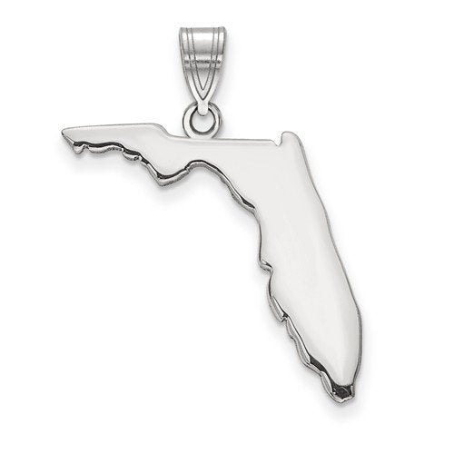 14k gold or sterling silver florida fl state map pendant charm personalized monogram