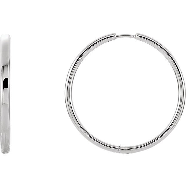 14k solid yellow rose white gold 24mm round endless hinged hoop earrings custom made to order