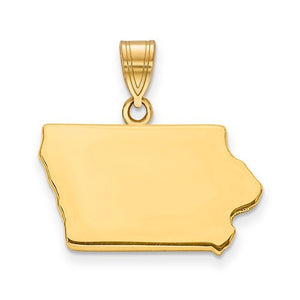 14k gold or sterling silver iowa ia state map pendant charm personalized monogram