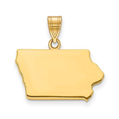 14k gold or sterling silver iowa ia state map pendant charm personalized monogram