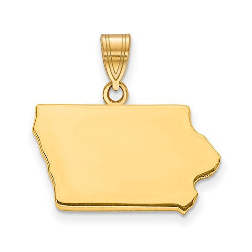 14k gold or sterling silver iowa ia state map pendant charm personalized monogram
