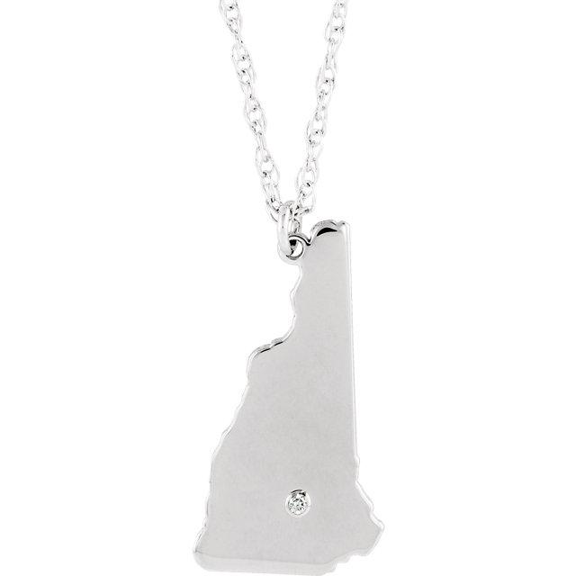 14k 10k yellow rose white gold diamond silver new hampshire nh state map personalized city necklace