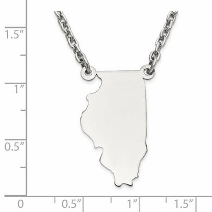 14k gold or sterling silver illinois il state name necklace personalized monogram