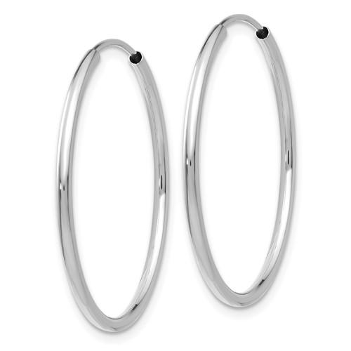 14k white gold classic endless round hoop earrings 27mm x 1.5mm