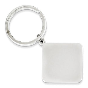 Engravable Sterling Silver Square Key Holder Ring Keychain Personalized Engraved Monogram