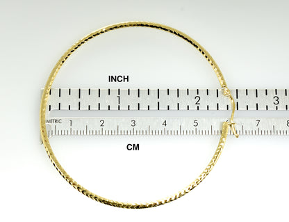 14k yellow gold diamond cut classic round hoop earrings 60mm x 2mm