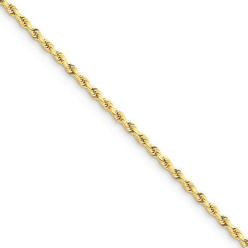 14k solid yellow gold 2.25mm diamond cut rope bracelet anklet choker necklace pendant chain