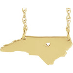 Carregar imagem no visualizador da galeria, 14k Gold 10k Gold Silver North Carolina NC State Map Necklace Heart Personalized City
