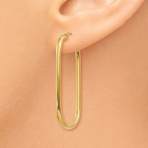 14k yellow gold large oval tube hoop earrings 40mm x 17mm x 2mm
