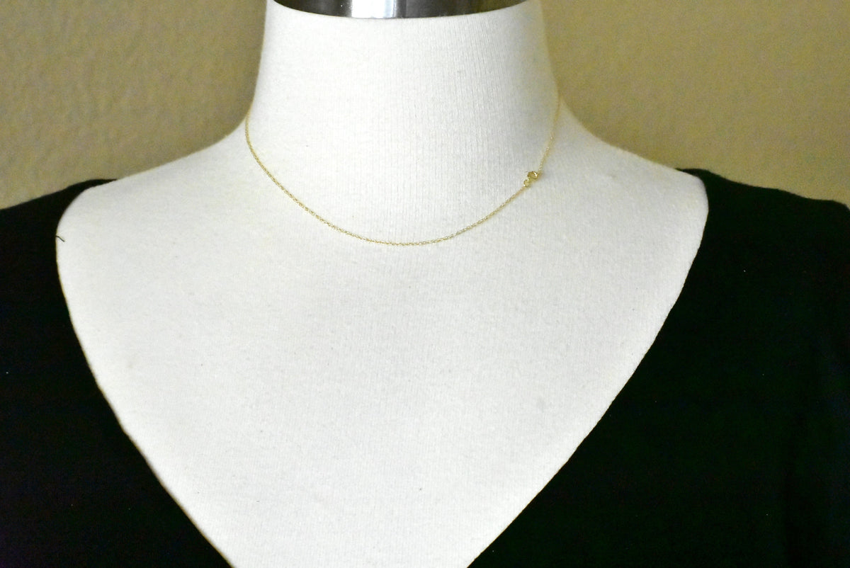 14k yellow gold 0.6mm thin cable rope necklace choker pendant chain