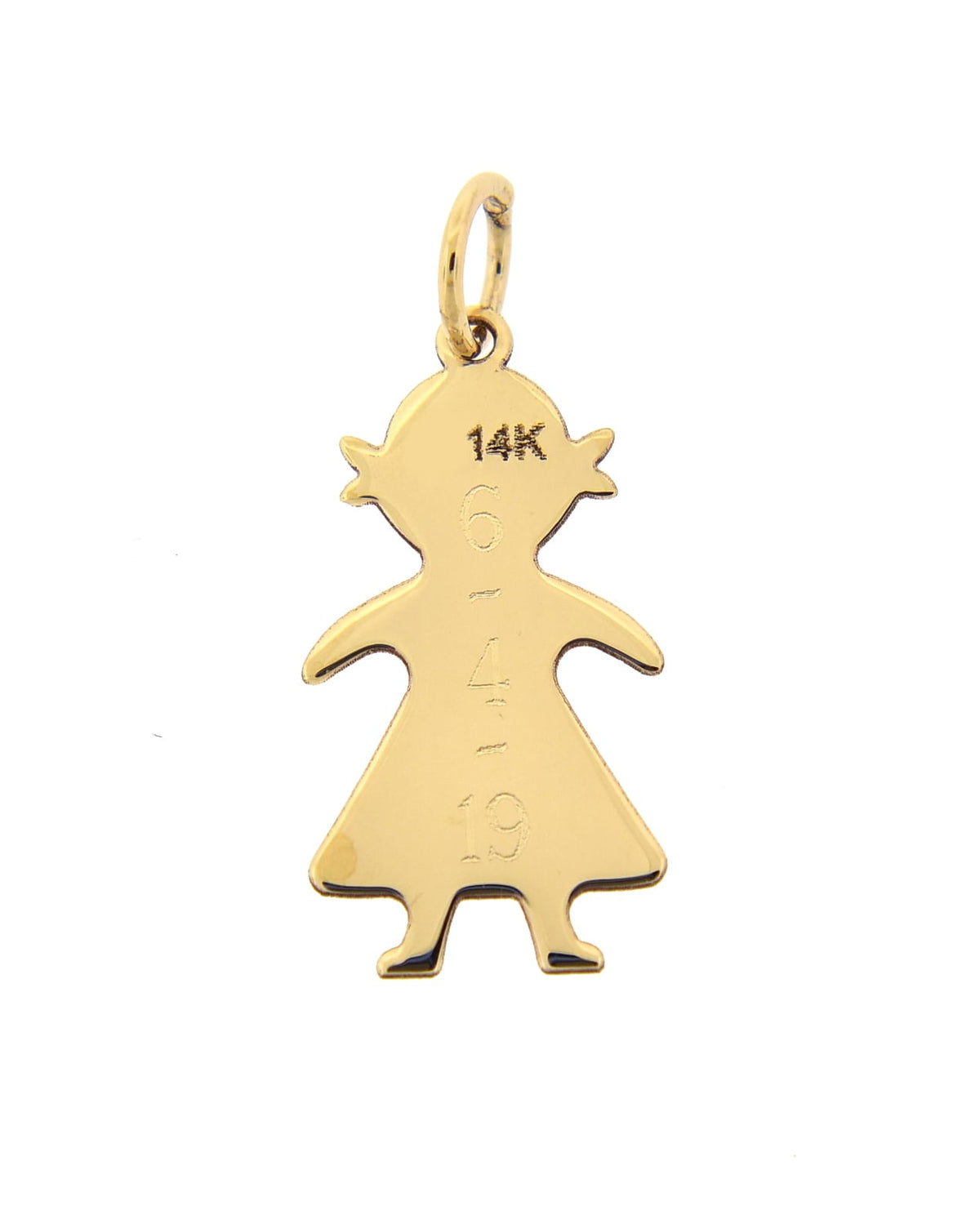 14k yellow gold girl flat disc pendant charm engraved personalized name initials date